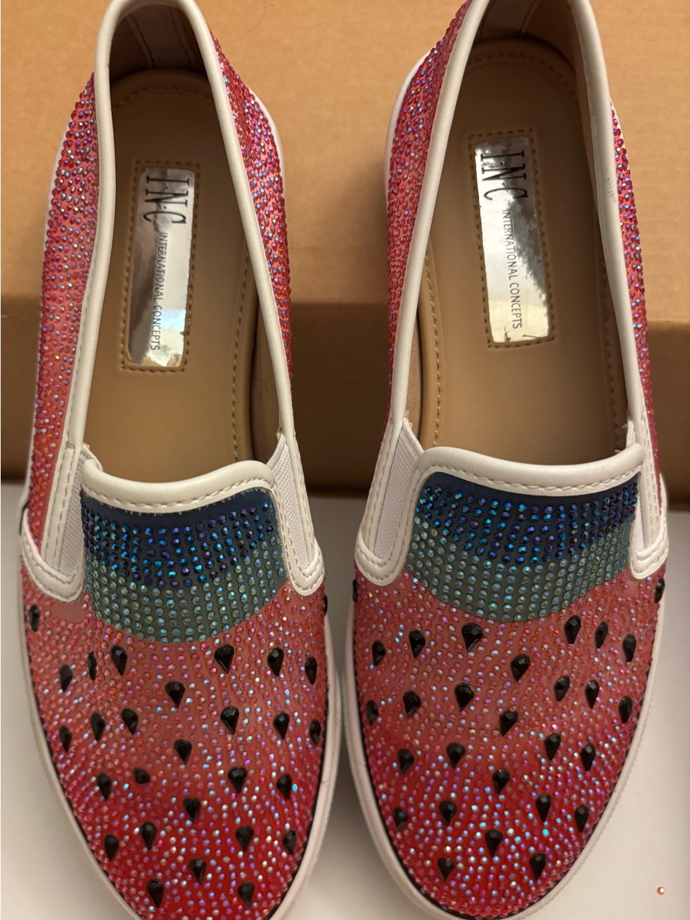 INC International Concepts Pink Crystal Slip-On Women’s Sneakers Watermelon